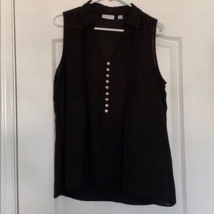 Black Polyester sleeveless blouse